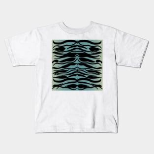 Tiger Skin Striped Pattern in Cerulean Blue Kids T-Shirt